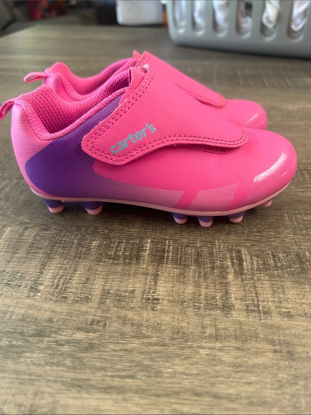 Carter's Hot Pink and Purple Kids Soccer Cleats with Velcro Strap